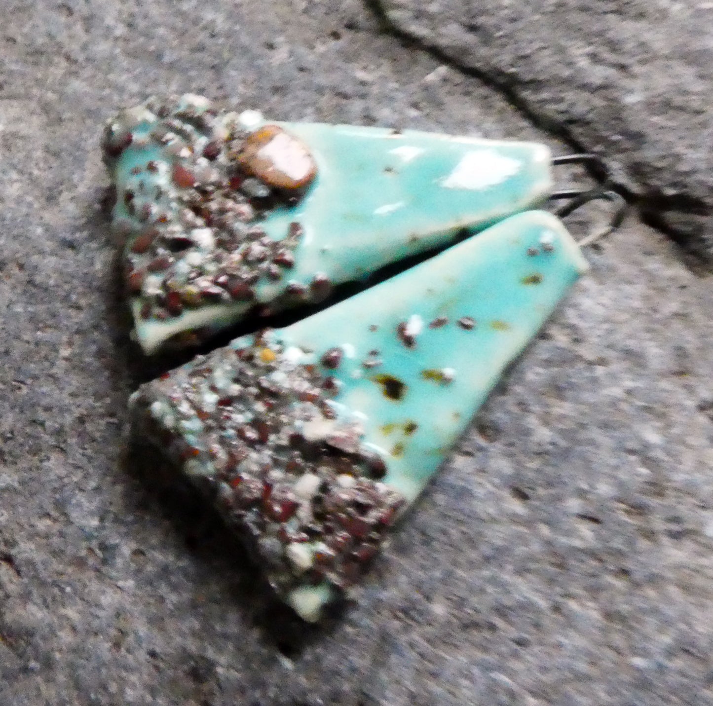 Ceramic Coarse Sandy Wedge Charms- Blue Guppy