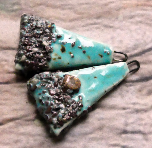 Ceramic Coarse Sandy Wedge Charms- Blue Guppy