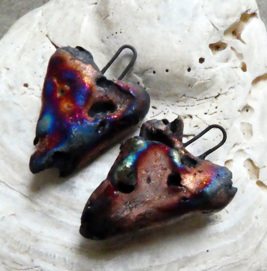 Ceramic Scorched Decayed Heart Earring Charms