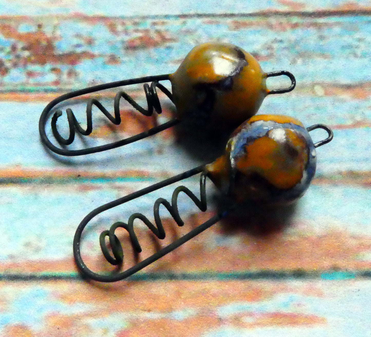 Ceramic Springy Bobble Earring Connectors -Outer Space