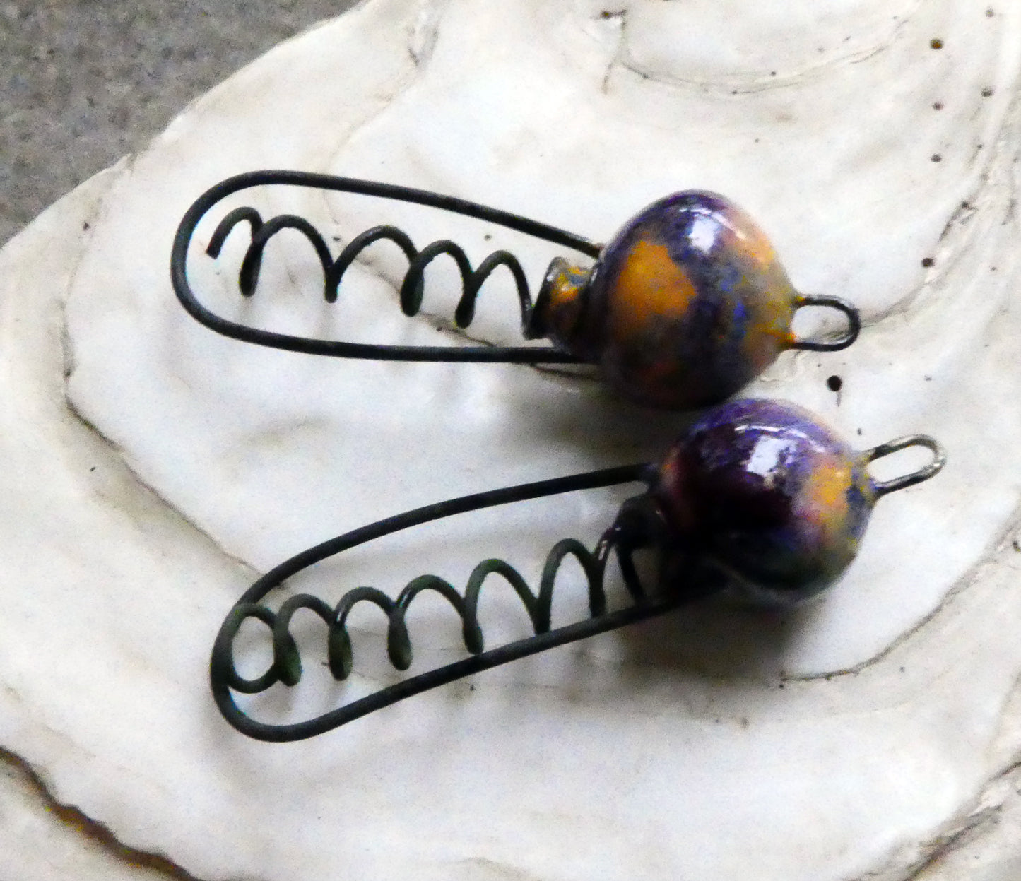 Ceramic Springy Bobble Earring Connectors -Sailors Delight