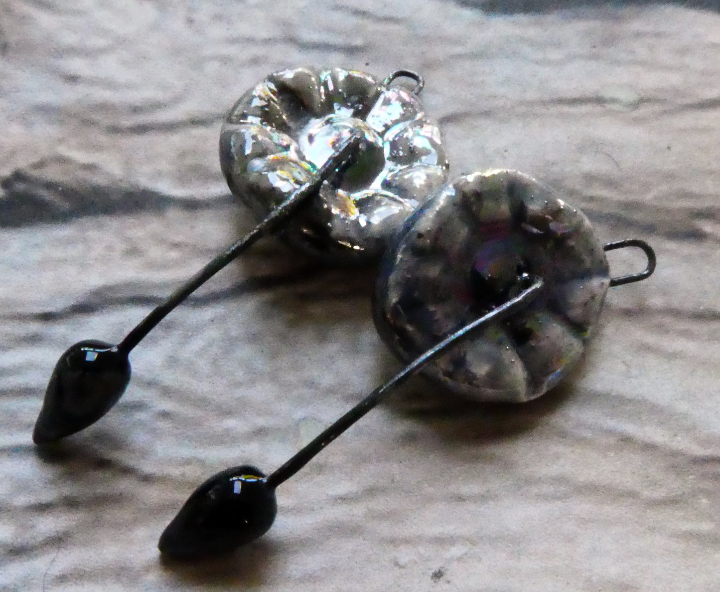 Ceramic Lustrous Hibiscus Flower Earring Charms - Speckled Violet