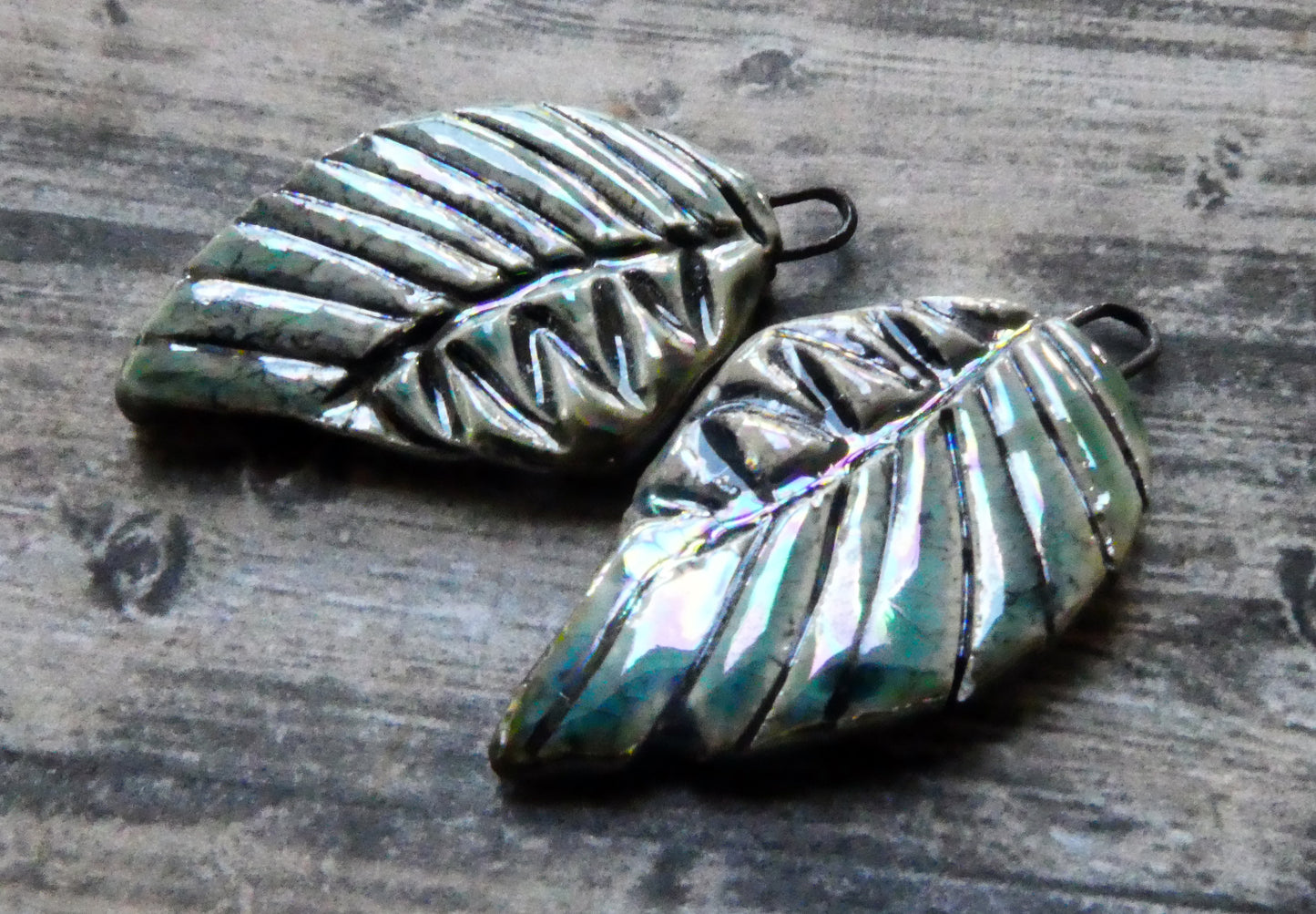 Ceramic Lustrous Nautilus Wing Charms #1