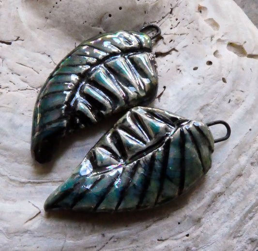 Ceramic Lustrous Nautilus Wing Charms #2