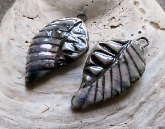 Ceramic Lustrous Nautilus Wing Charms #5