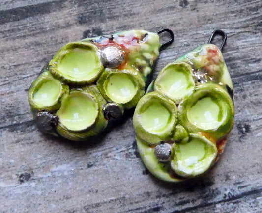 Ceramic Lichen Slice Charms - Mixed Melon