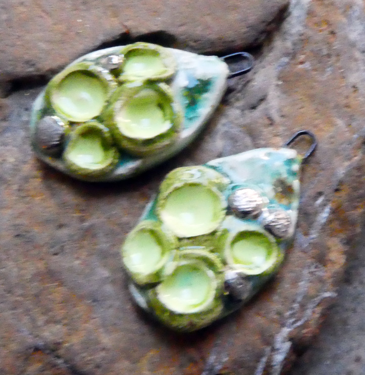 Ceramic Lichen Slice Charms - Herb Garden