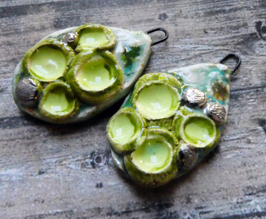 Ceramic Lichen Slice Charms - Herb Garden