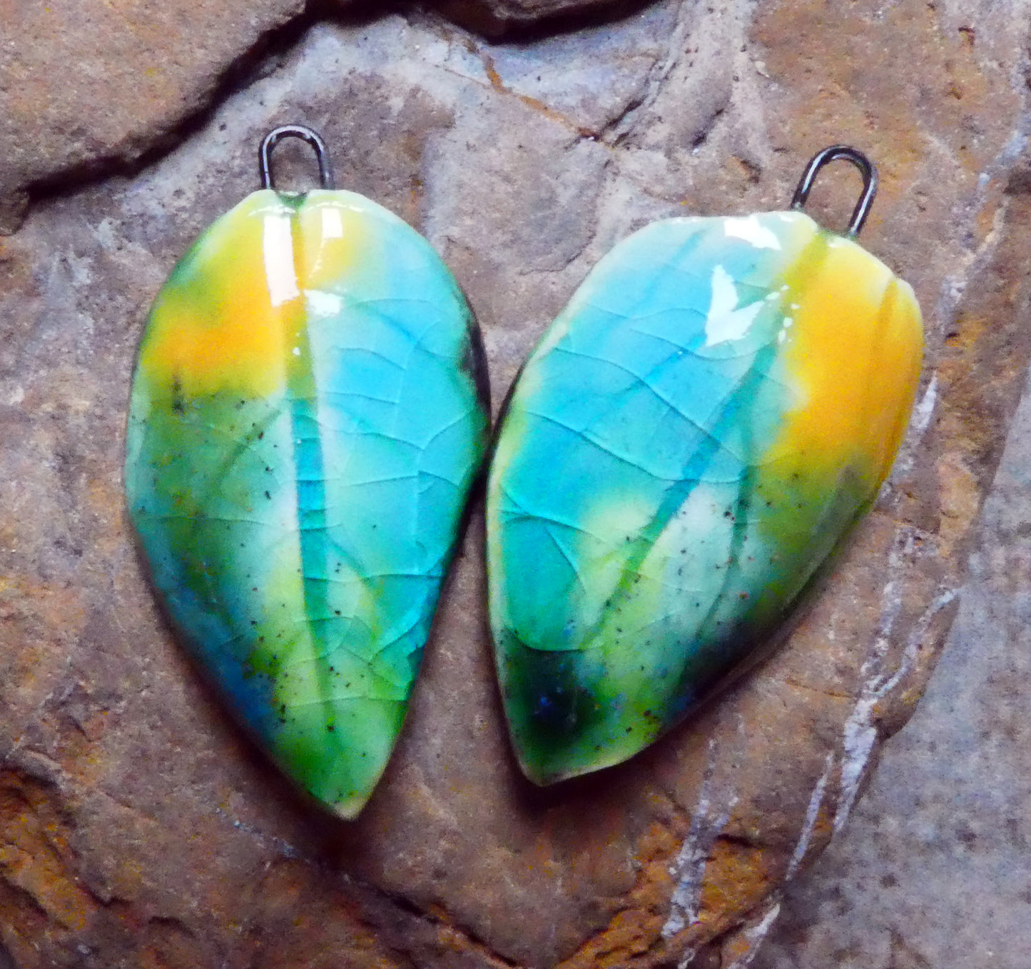 Ceramic Super Slim Spring Leaf Earring Charms #19