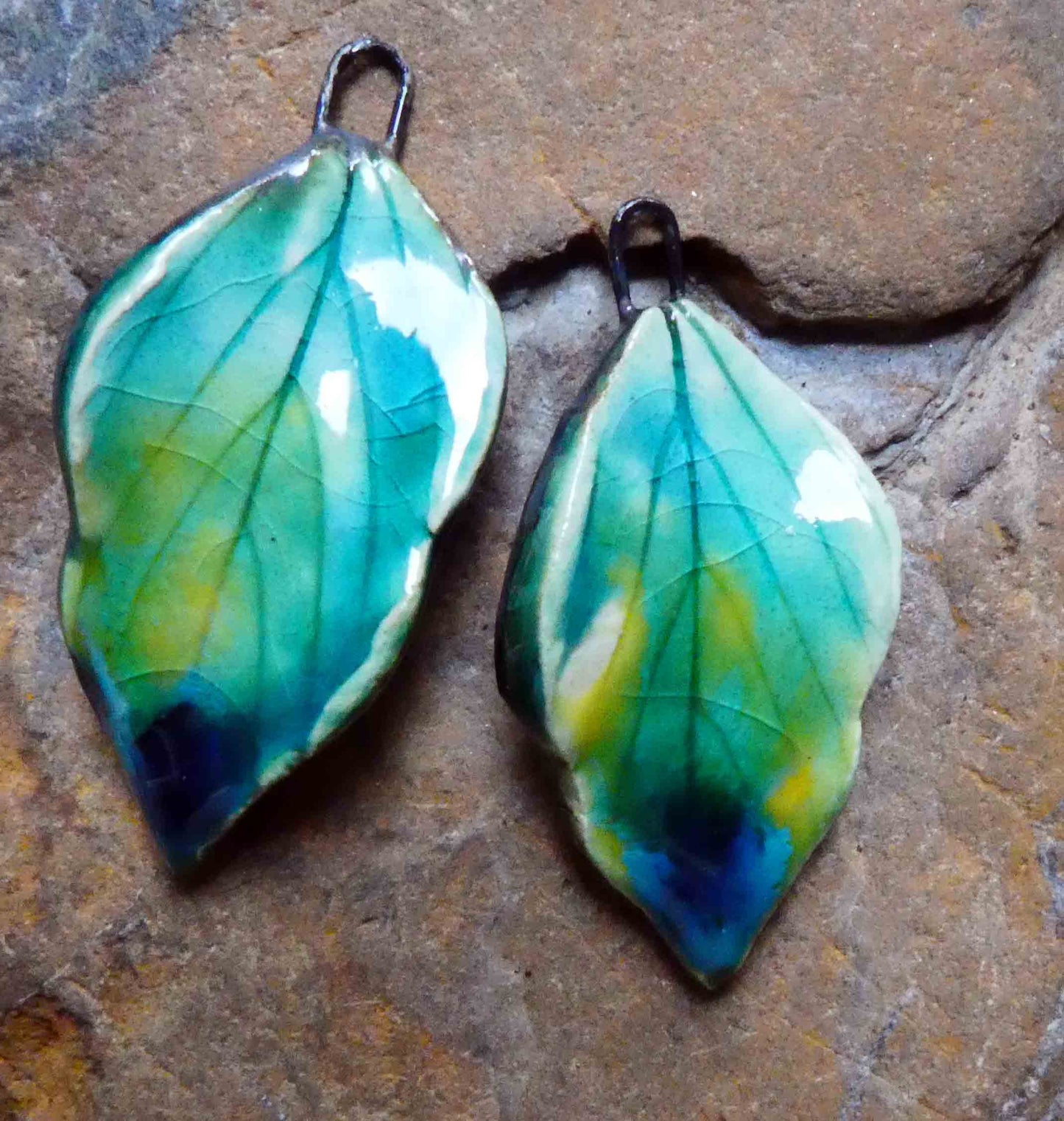 Ceramic Super Slim Spring Leaf Earring Charms #20