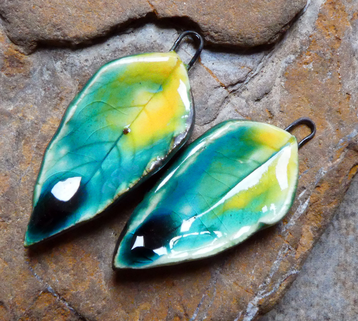 Ceramic Super Slim Spring Leaf Earring Charms #23