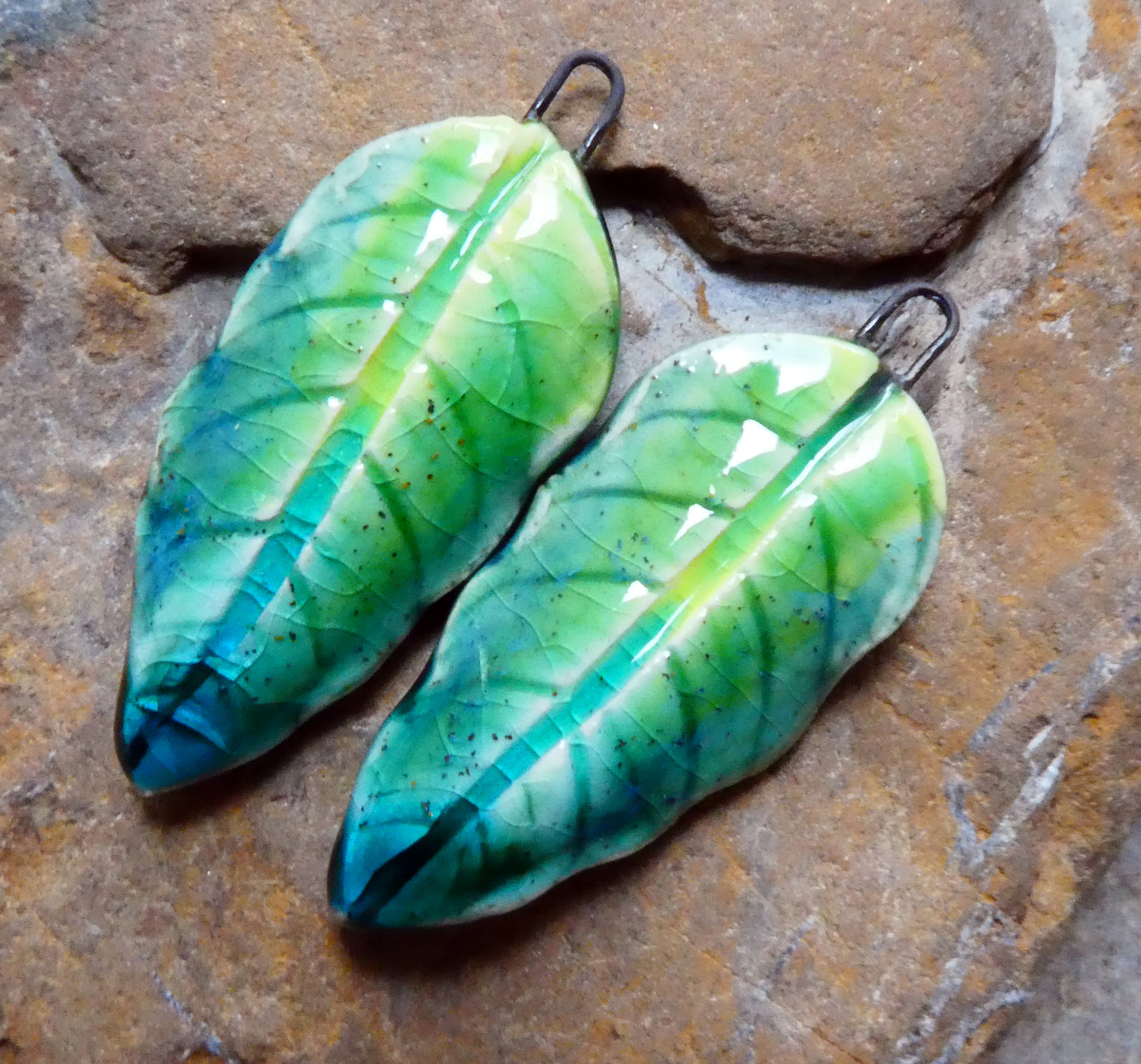 Ceramic Super Slim Spring Leaf Earring Charms #25