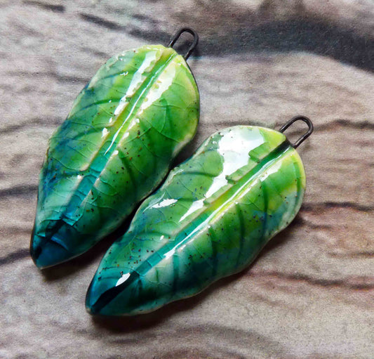 Ceramic Super Slim Spring Leaf Earring Charms #25