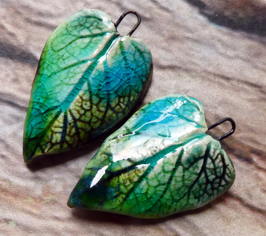 Ceramic Super Slim Spring Leaf Earring Charms #26