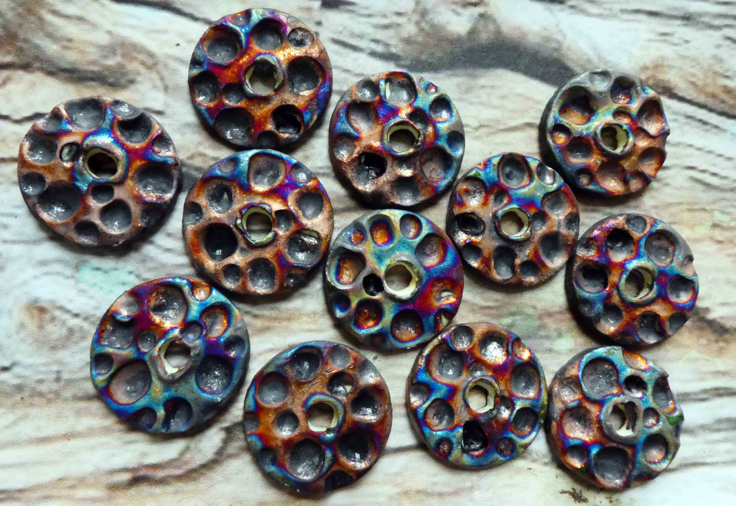 Ceramic Medium Dimpled Scorchy Disc Earring Charms