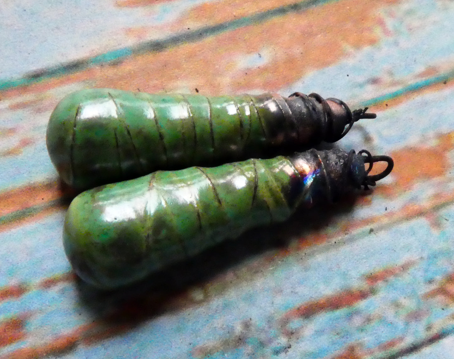 Ceramic Wire Wrapped Baton Charms -Supernova