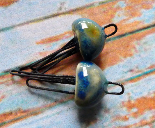 Ceramic Jellyfish Earring Connectors - Blue Azure