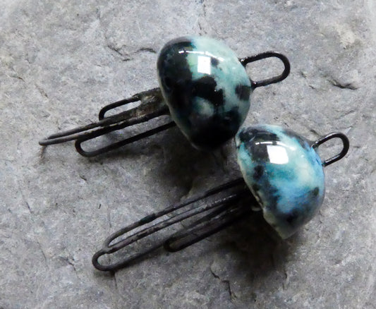 Ceramic Jellyfish Earring Connectors - Ocean Mist