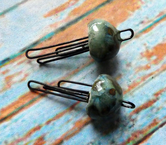 Ceramic Jellyfish Earring Connectors - Mystic Jade