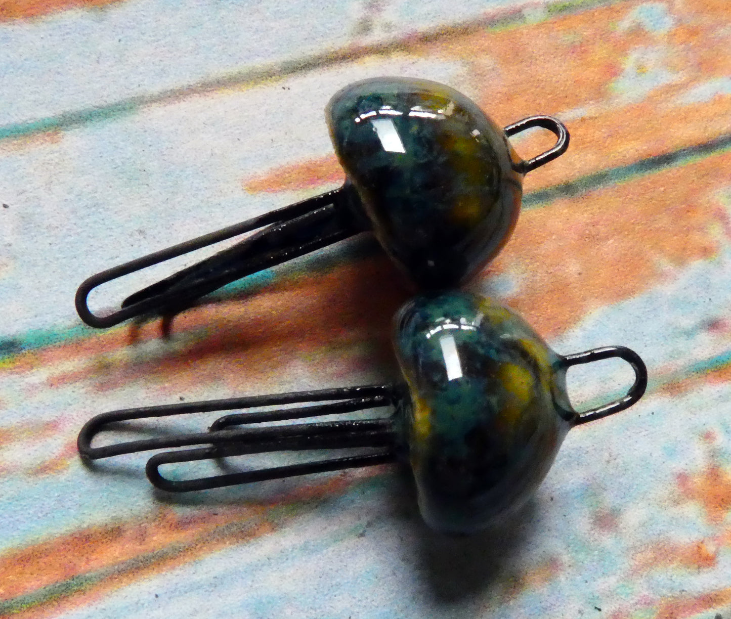 Ceramic Jellyfish Earring Connectors - Dark Jade