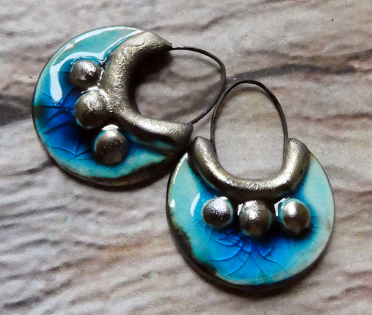 Ceramic Circular Granule Charms - Taunton Turquoise