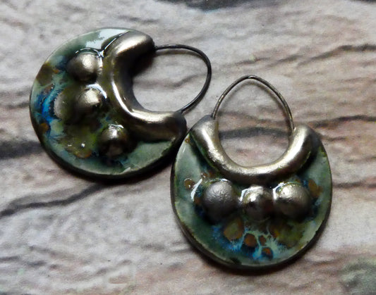 Ceramic Circular Granule Charms - Mystic Jade