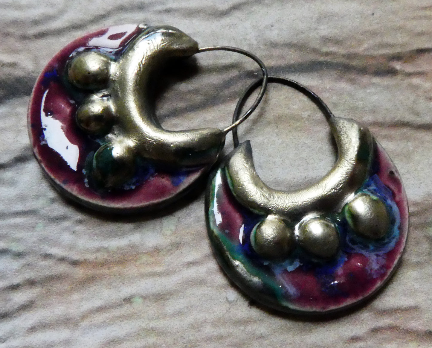 Ceramic Circular Granule Charms - Plum Jelly