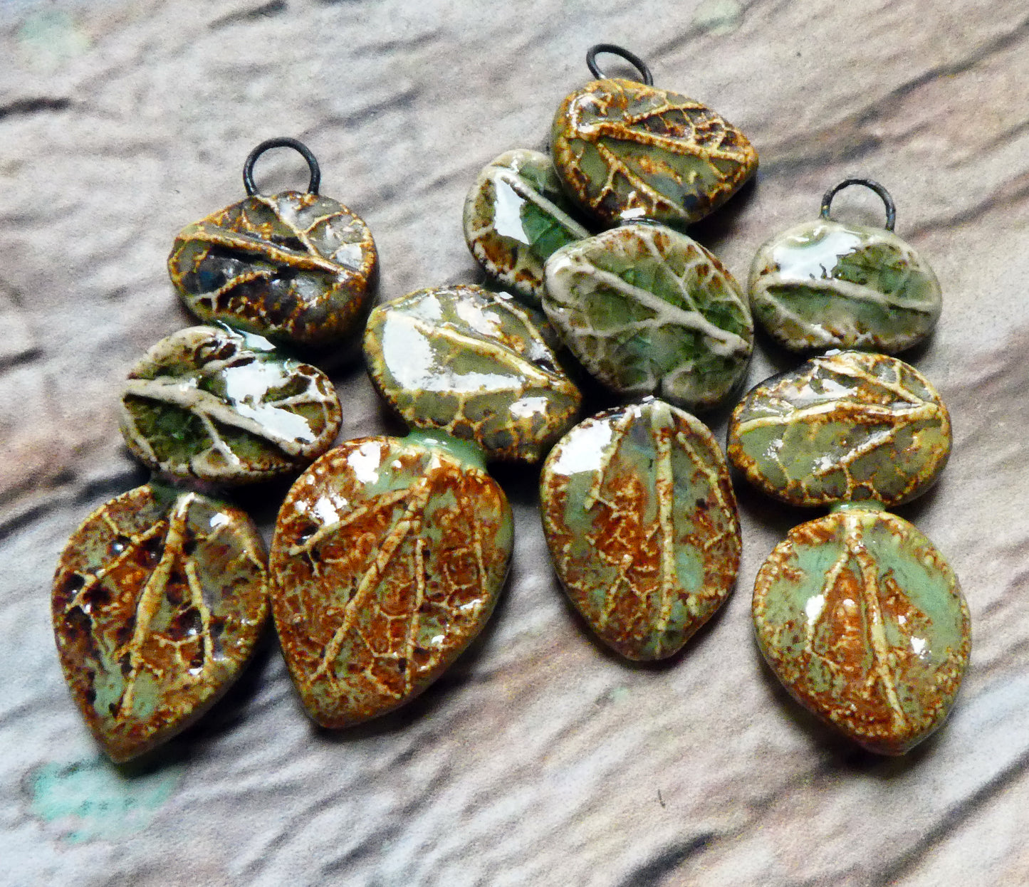 Ceramic Leaf Stack Charms #1