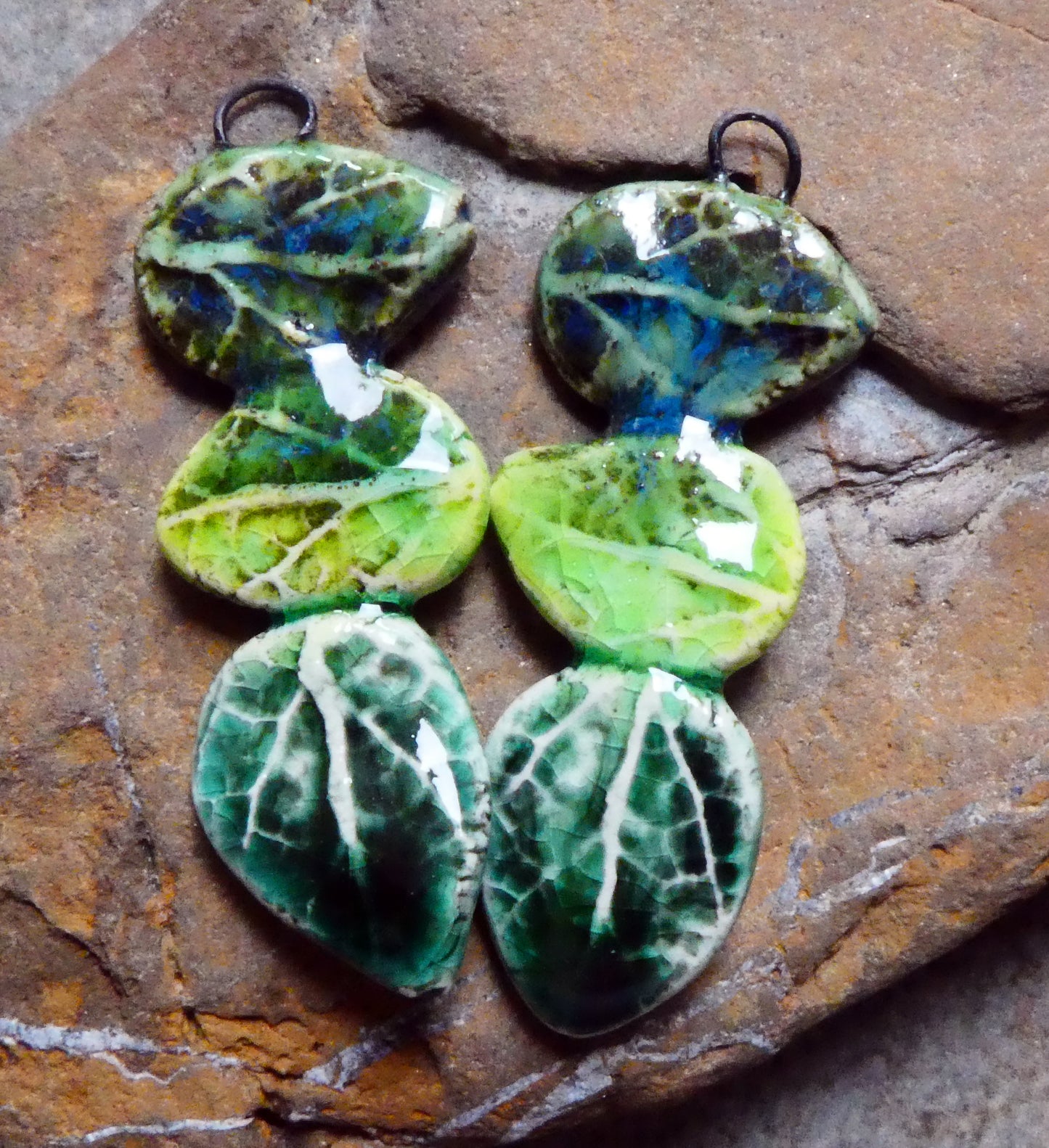Ceramic Leaf Stack Charms #3