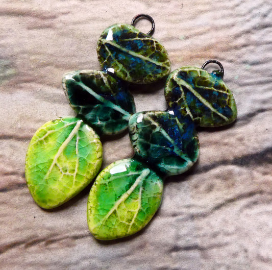 Ceramic Leaf Stack Charms #4
