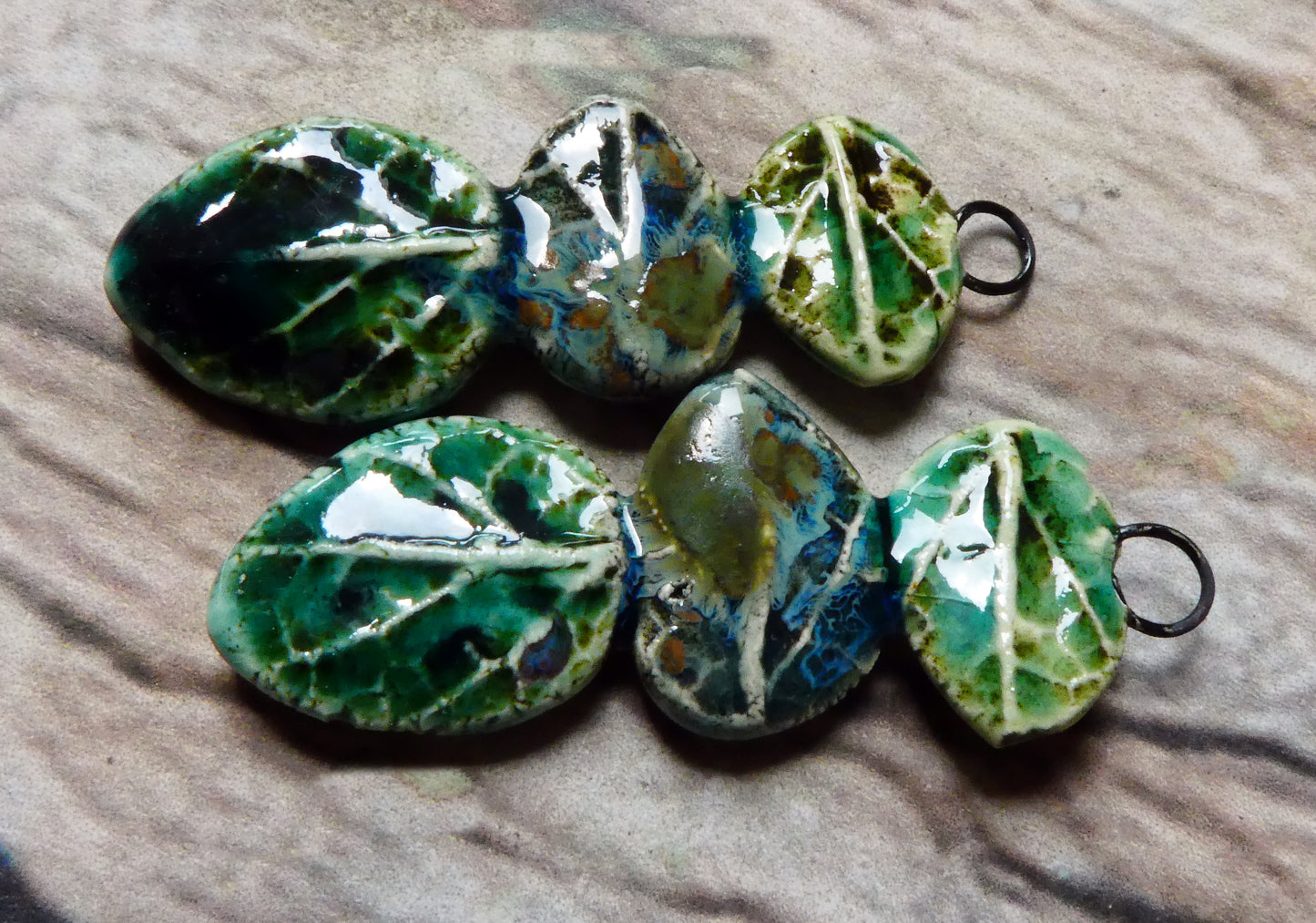 Ceramic Leaf Stack Charms #6