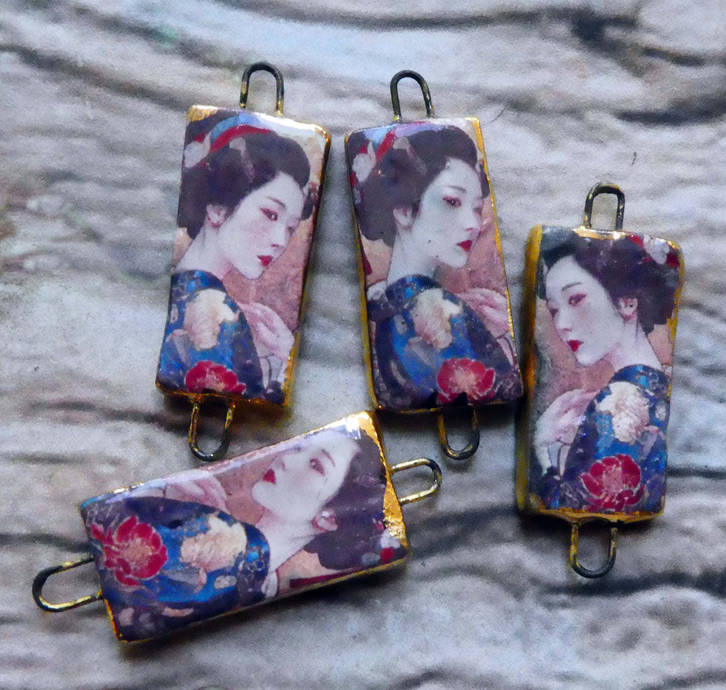 Ceramic Japanese Art Earring Connectors - #2