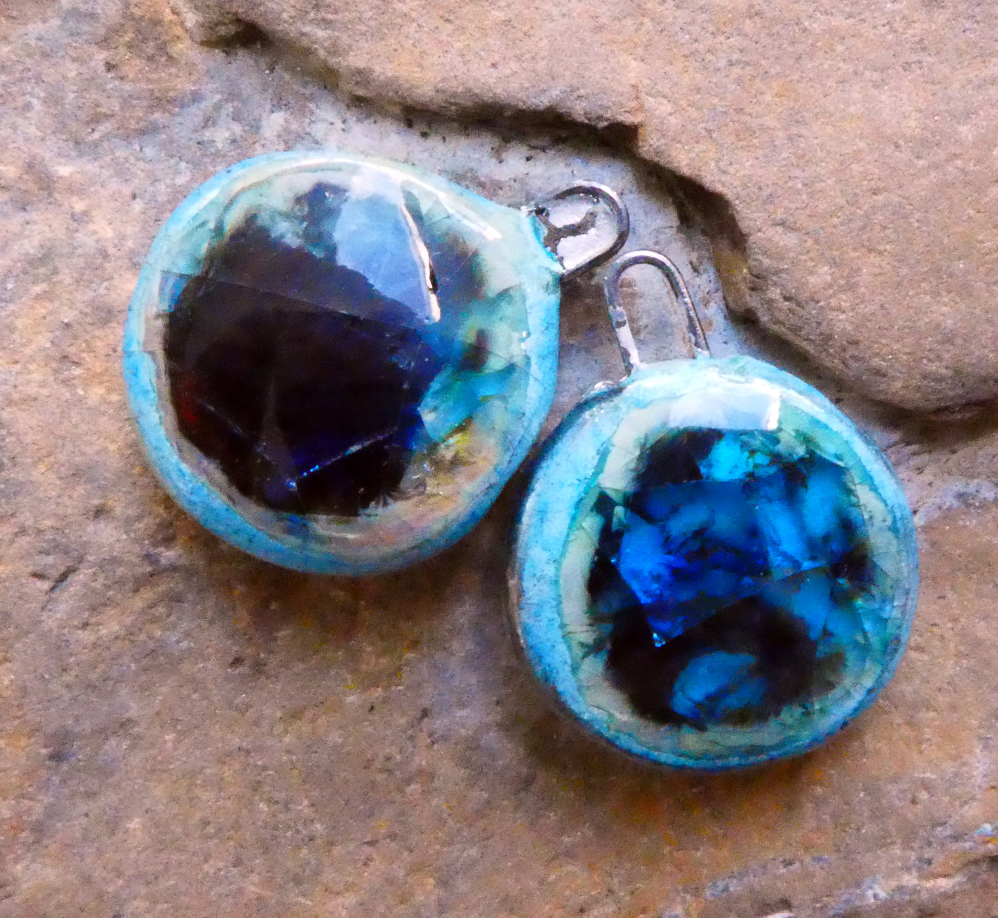 Ceramic and Silver Glassy Pool Charms - #1