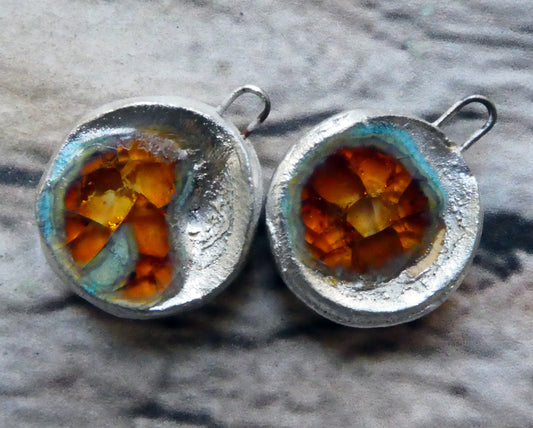 Ceramic and Silver Glassy Pool Charms - #2