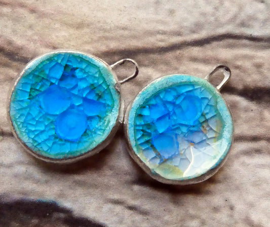 Ceramic and Silver Glassy Pool Charms - #4