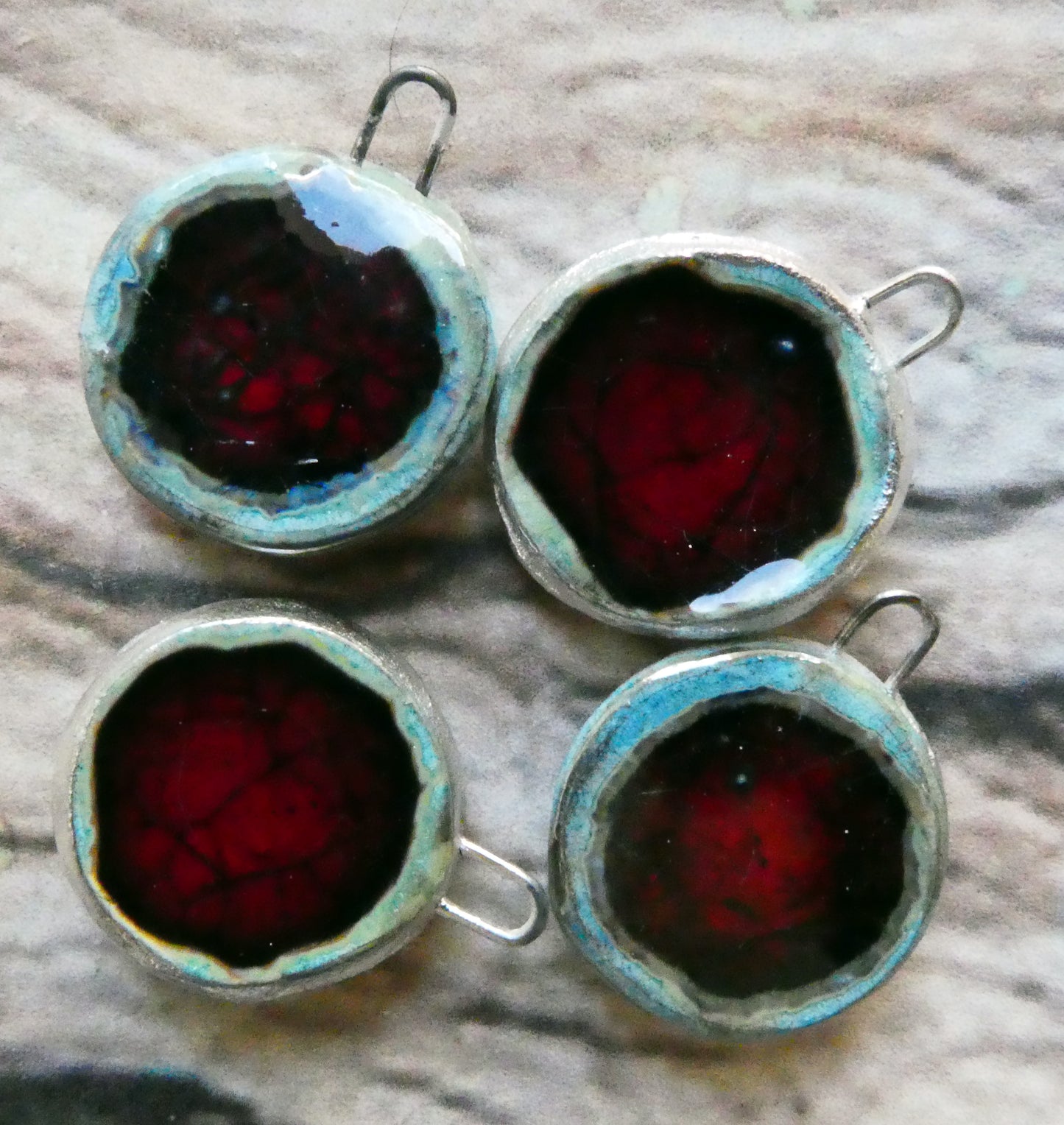Ceramic and Silver Glassy Pool Charms - #8