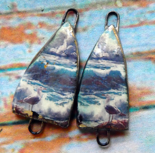 Ceramic Summer Scene Arch Earring Connectors - #1