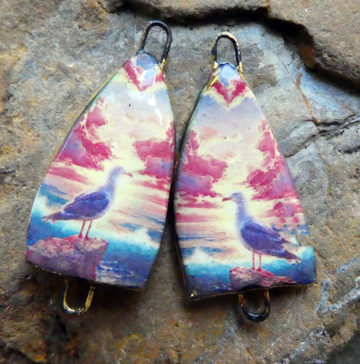 Ceramic Summer Scene Arch Earring Connectors - #4
