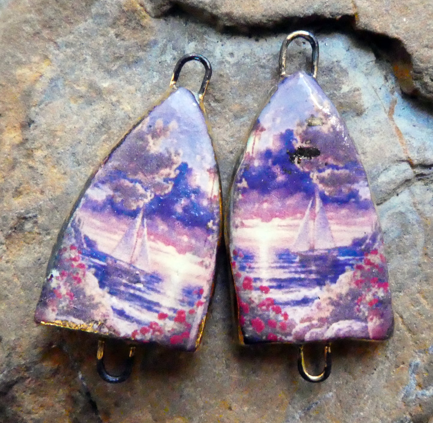 Ceramic Summer Scene Arch Earring Connectors - #5