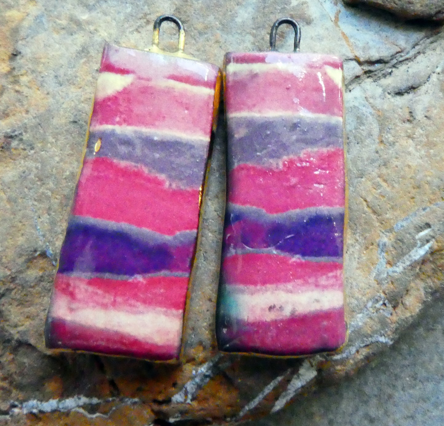 Ceramic Inky Decal Tablet Charms - #2
