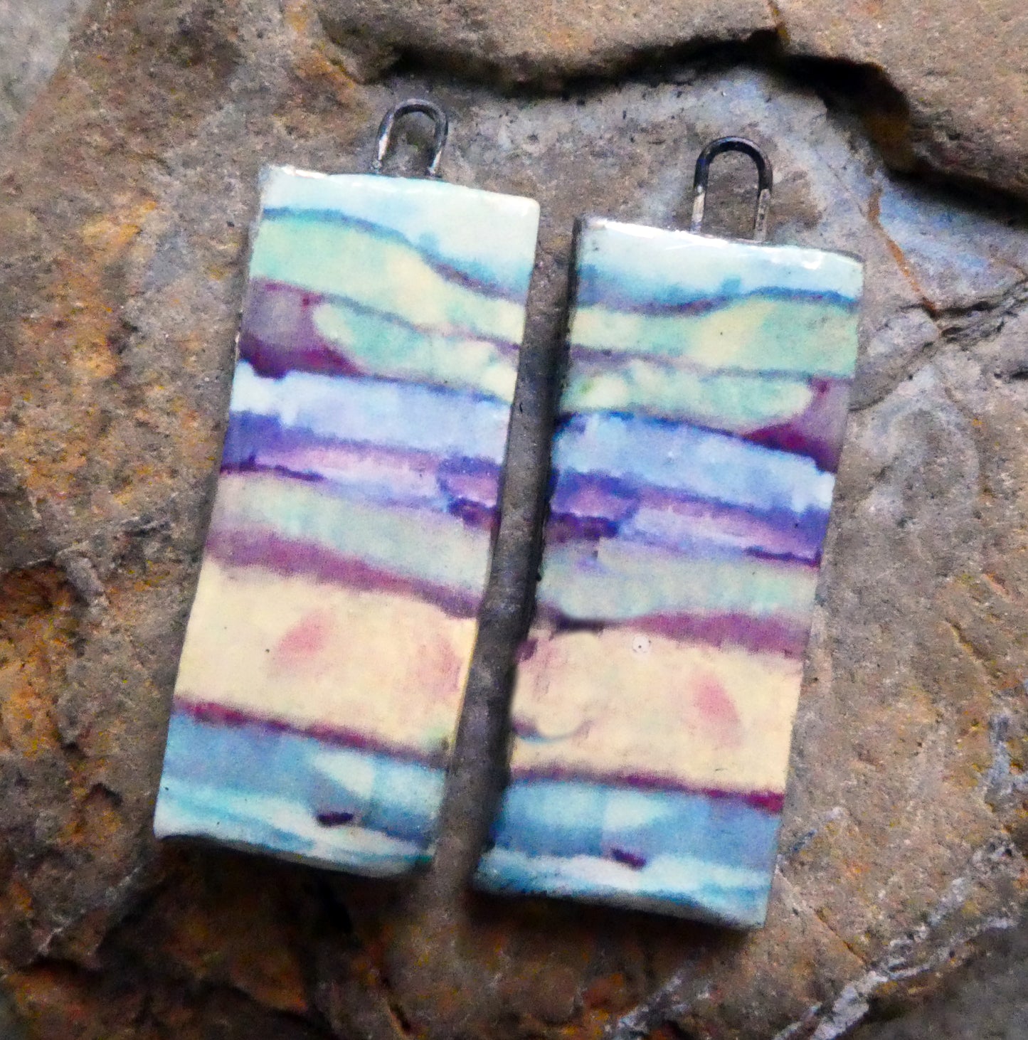 Ceramic Inky Decal Tablet Charms - #8