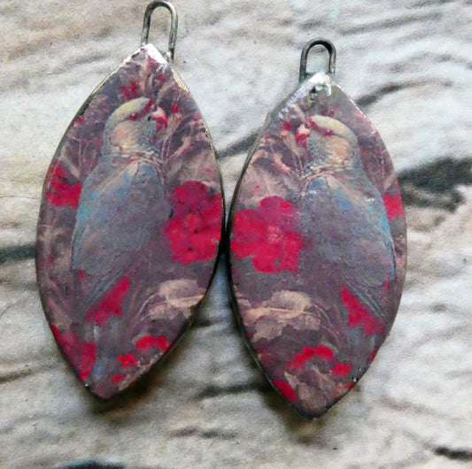 Ceramic Bird Decal Earring Charms - #1