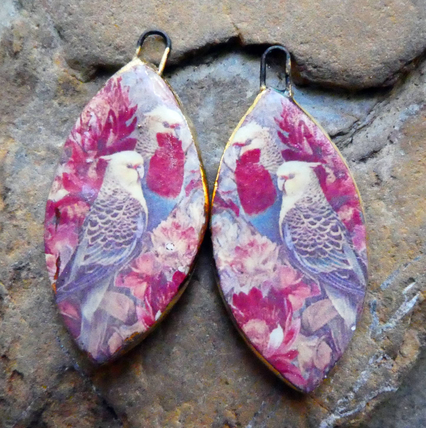 Ceramic Bird Decal Earring Charms - #3