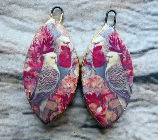 Ceramic Bird Decal Earring Charms - #3