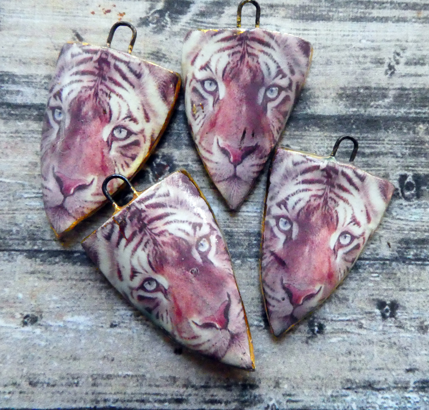 Ceramic Tiger Decal Shield Charms #1