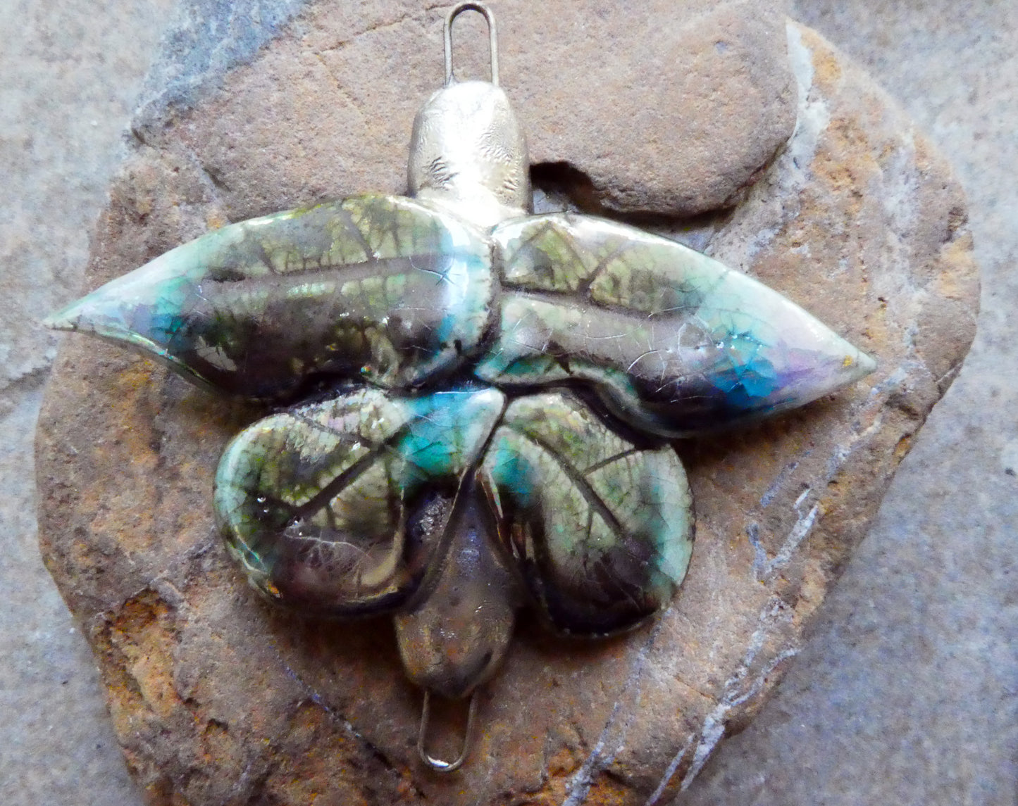 Ceramic Moth Necklace Connector #2