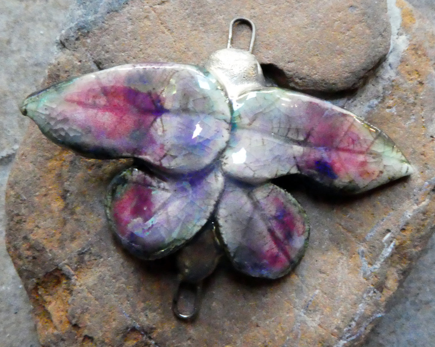 Ceramic Moth Necklace Connector #3