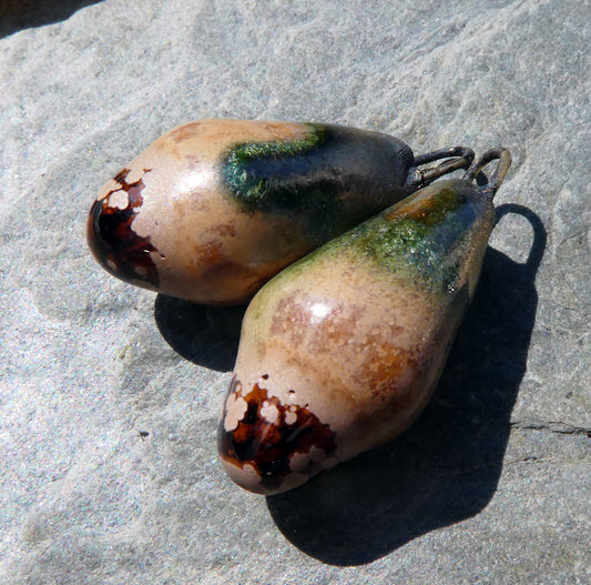 Ceramic Drops Earring Charms - Antique Brown