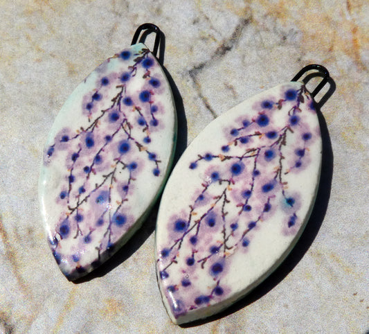 Ceramic Blossom Decal Earring Charms - Lavender