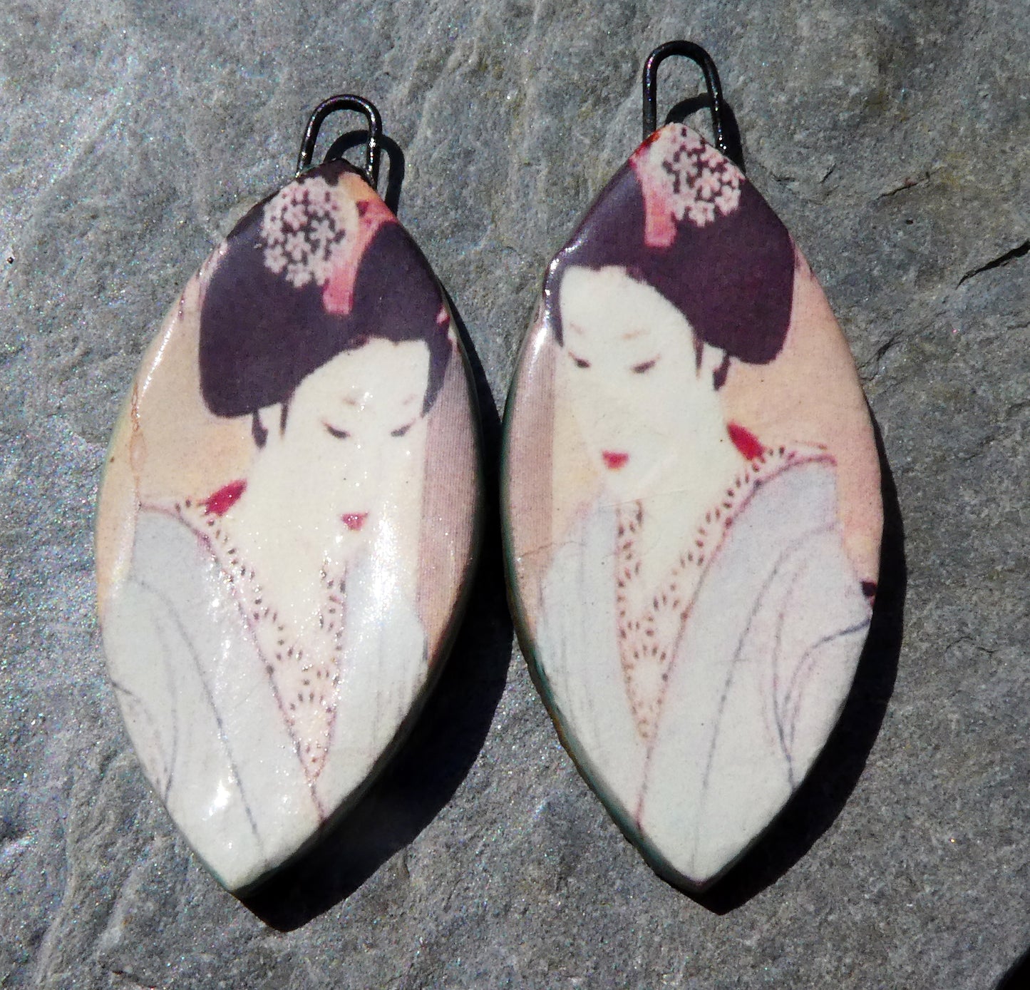 Ceramic Shimura Decal Earring Charms #1
